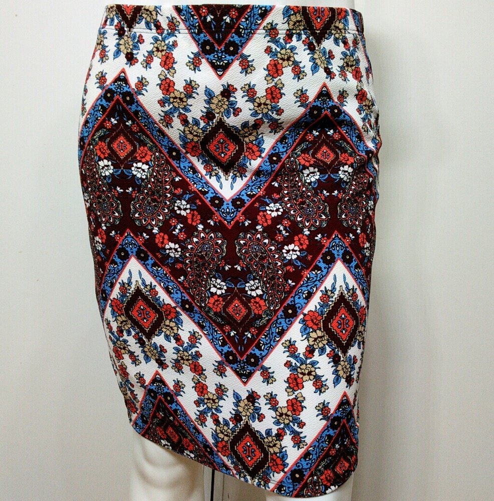RAFFI & RO • Paisley Floral Pencil Skirt / size 3
